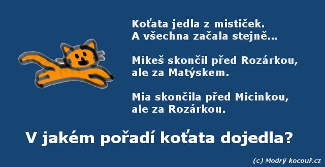 Kvízouř 17: V jakém pořadí koťata dojedla?